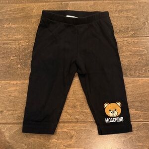 Moschino Kids Black Leggings with Bear Design